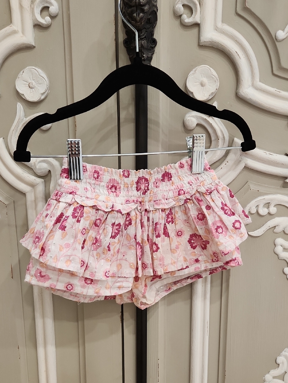 Country Road Girls Pink Floral Layered Ruffle Shorts Size 0 - 6 Months